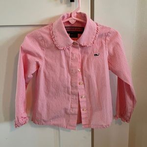 Vineyard Vines Gingham Ruffle Collared Button Up